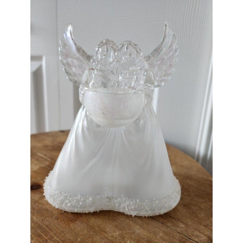 Walmart Holiday Trim Tealight Angel  Holder Changes Color! Works! Vintage EUC